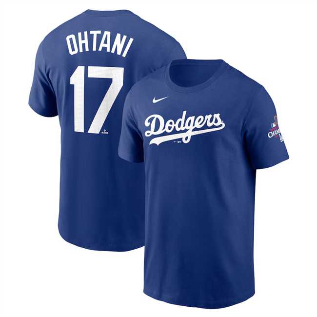 Men's Los Angeles Dodgers #17 Shohei Ohtani Royal 2024 World Series Champions Name & Number T-Shirt,We sell and wholesale Men's Los Angeles Dodgers #17 Shohei Ohtani Royal 2024 World Series Champions Name & Number T-Shirt on line form chian!
